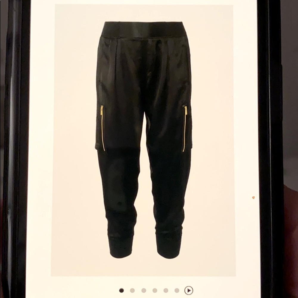 NWT ATM Anthony Melillo Black Silk Satin Joggers S